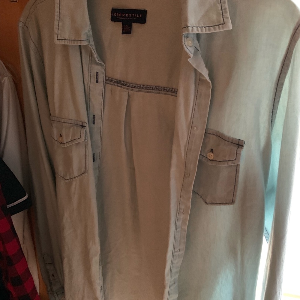 Light denim wash button up